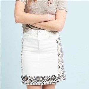 NWT Pilcro Letterpress Embroidered Denim Mini Skirt